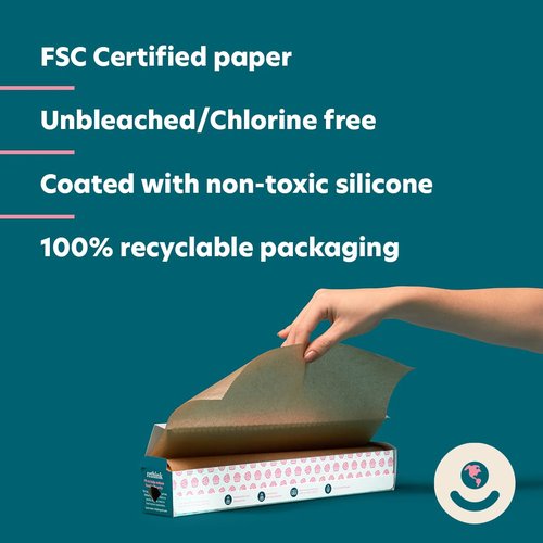 Brown Natural Baking Paper Roll - Unbleached FSC Certified – Non-Toxic, Chlorine Free Non-Stick Silicone Coated Oven-Safe Paper, 70 Sq Ft