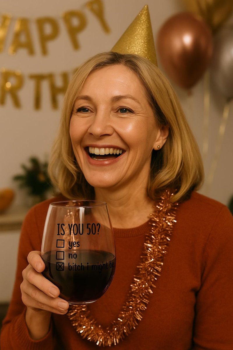 Gelid 50th Birthday Gifts for Women and Men Wine Glass - Funny Is You 50 Gift Idea for Mom Dad Husband Wife – 50 Year Old Party Supplies Decorations for Him, Her - 15oz