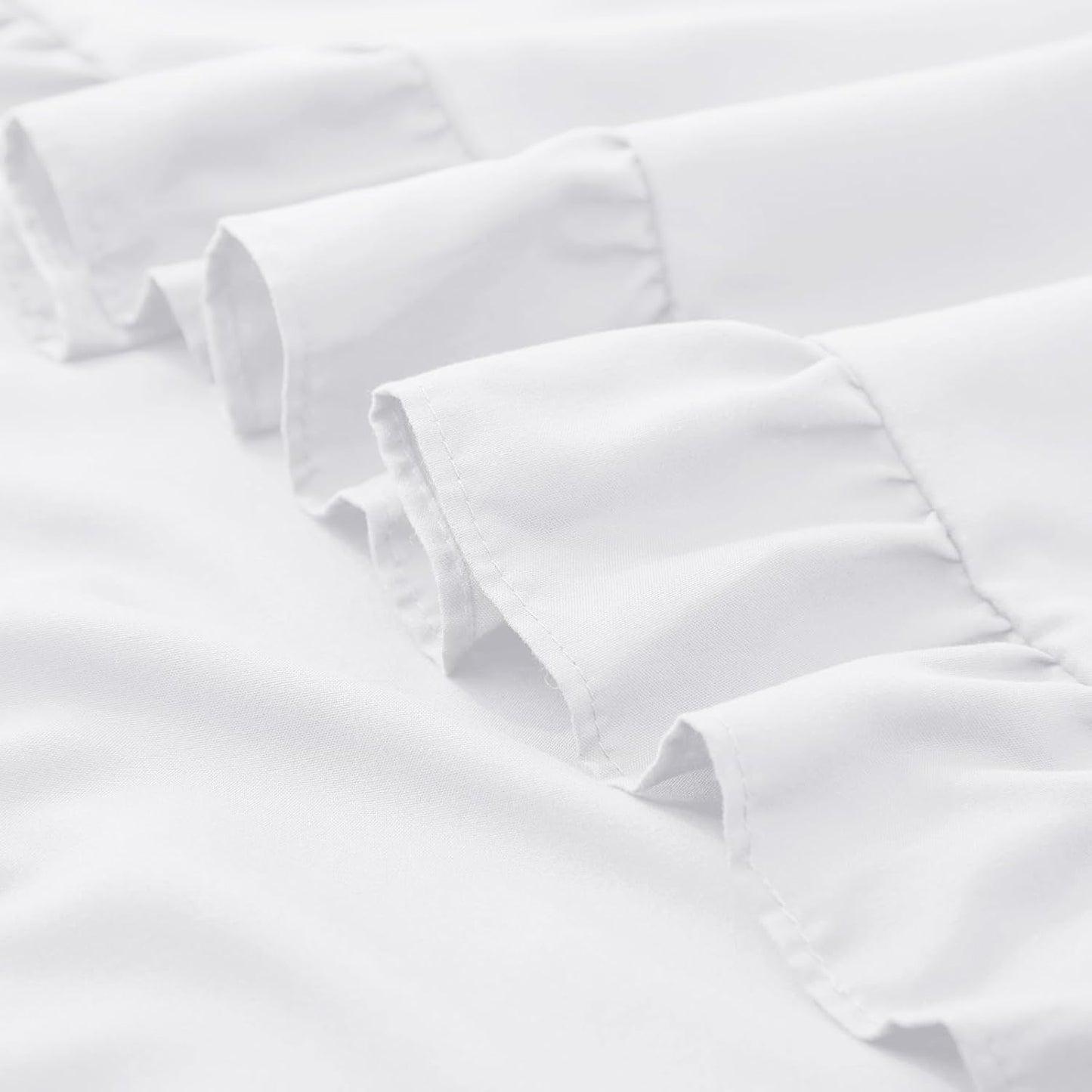 KKJIAF White Lumbar Pillow Cover - Microfiber Ruffled Sham for Couch & Bed | 14x36 Inch
