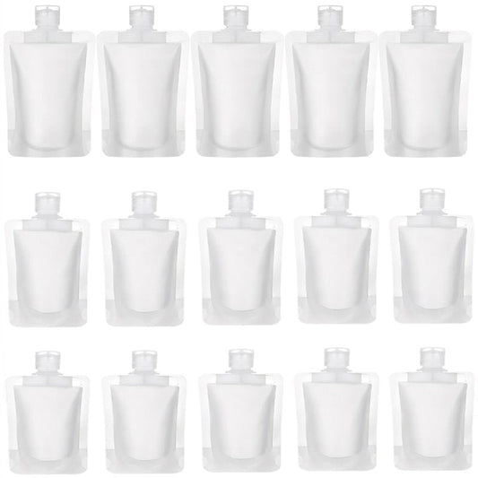 TUZAZO 15 Pack Travel Pouches for Toiletries, TSA Approved Travel Size Container, Refillable Empty Small Stand Up Travel Pouches for Shampoo Conditioner Lotion Soap Liquids