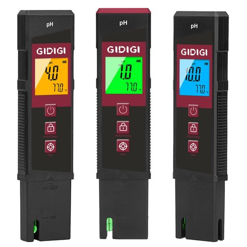 GIDIGI Digital pH Meter High Accuracy UL-Certified Water Tester with 6 Packs Calibration Powders Color LCD Backlit Display with pH Test Strip for Pools Hydroponics Aquariums Hot Tubs Drinking Water