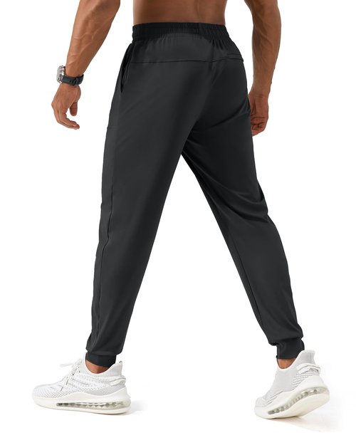 FOGFIRE Men's Athletic Joggers Pants with Pockets Lightweight Quick Dry Tapered Track Sweatpants for Gym Workout Running-Black