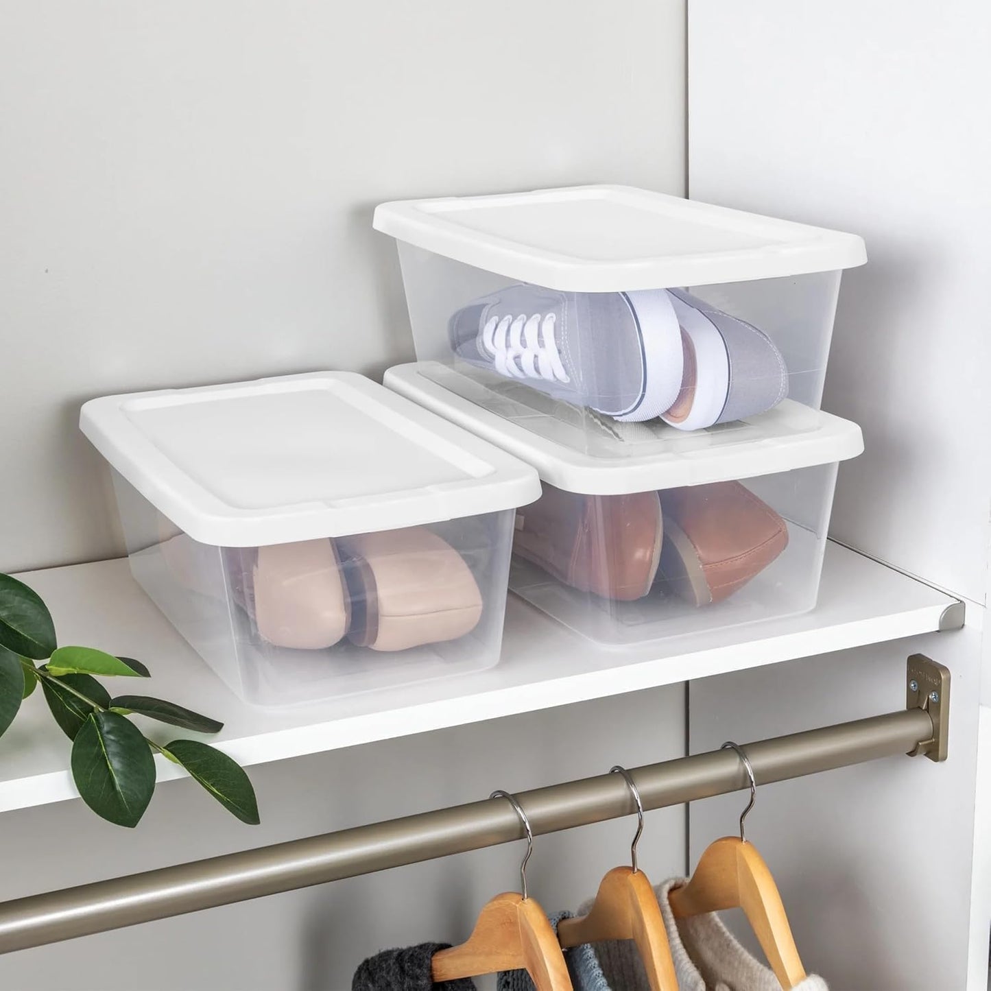 KKEATOY 6 Qt. Plastic Shoe Storage Box - Stackable & BPA-Free Clear Bin, Set of 20