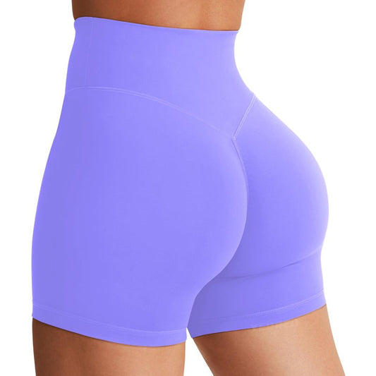 YEOREO Women's Biker Shorts 4.5" / 6" Workout Gym Shorts Craze High Waist Tummy Control Hidden Scrunch Running Yoga Periwinkle S