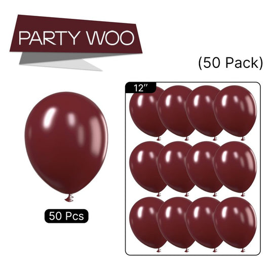 PartyWoo Burgundy Balloons 50pcs 12 Inch Dark Chestnut Red Maroon Helium Balloons for Graduation Wedding Thanksgiving Birthday Bachelorette Citizenship Strawberry Theme Party Decorations Red-Y62