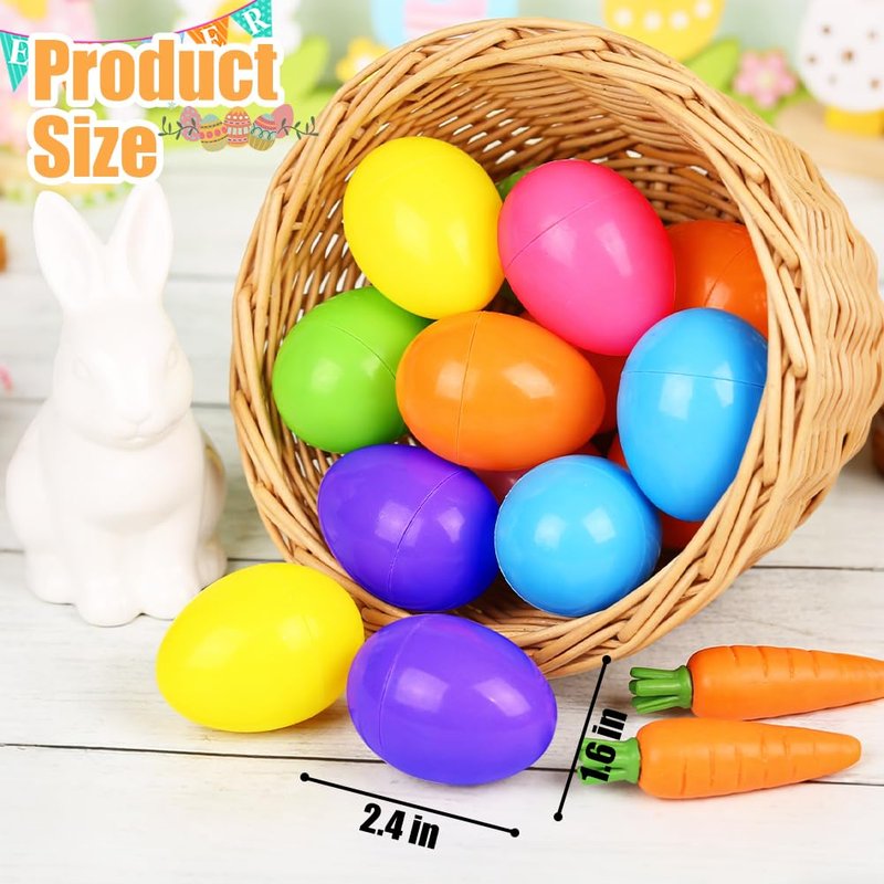 UMEELR 500 PCS Plastic Eggs Bulk, 2.4 Inch Easter Eggs Empty, 6 Bright Colors Fillable Easter Hunt Party Favor Basket Stuffers Fillers Filling Treats