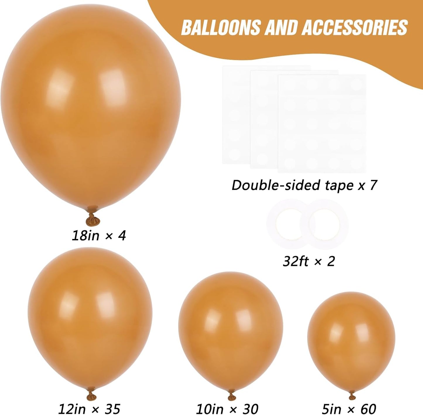 RUBFAC Tan Balloons - 129-Piece Latex Garland Kit | Boho Neutral Light Brown for Weddings & Parties