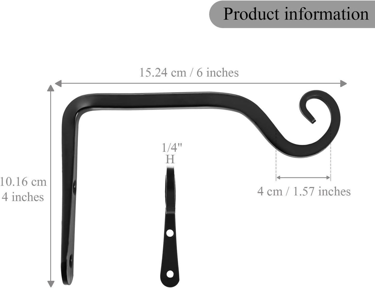 Skiennix Heavy Duty Plant Hangers - 2 Pack Black Metal Wall Hooks for Outdoor & Indoor Use