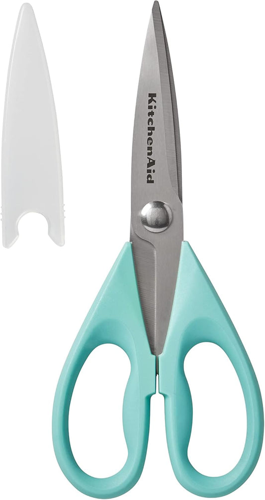 KitchenAid Kitchen Shears - Durable Stainless Steel Scissors with Protective Sheath, 8.72 Inch, Aqua Sky