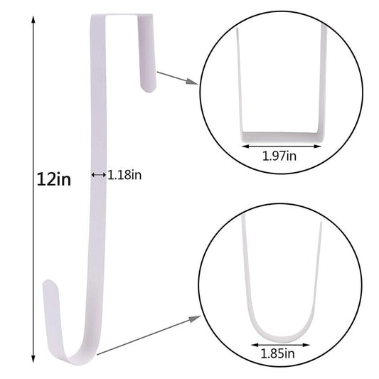 Sattiyrch 12" Wreath Hanger for Front Door,Steel Over The Door Hanger Hook,Wreath Door Hanger (White,4)