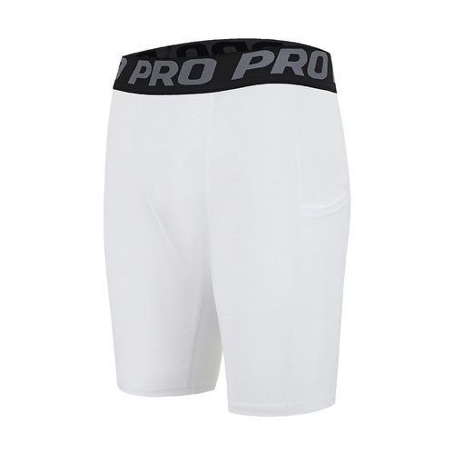 DANI CHINS Men's Athletic Compression Shorts Sports Running Workout Gym Underwear Boxer Shorts with Pockets(Black,White,M)