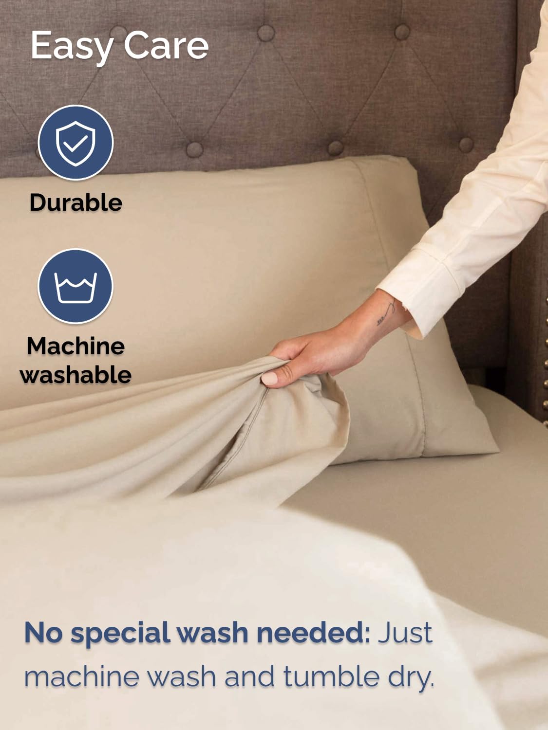 Skiennix Extra Deep Full Sheet Set - 6 Piece Breathable Cooling Sheets - Luxury Hotel Quality - Soft, Wrinkle-Free, Easy Fit - Cream