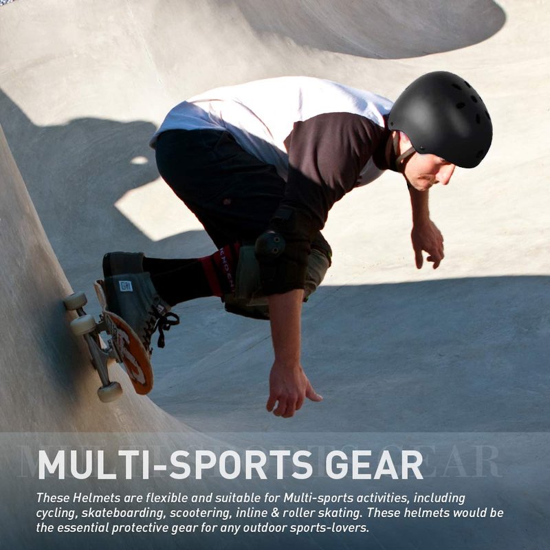 JBM Skateboard Helmet - Lightweight, Adjustable & Ventilated Helmet for Scooter, Roller Skate, Inline Skate