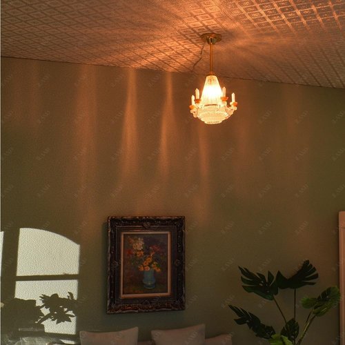 iLAND Dollhouse Lights - Classic Miniature Lamp with Brilliant Candle Chandelier | 1/12 Scale Decor