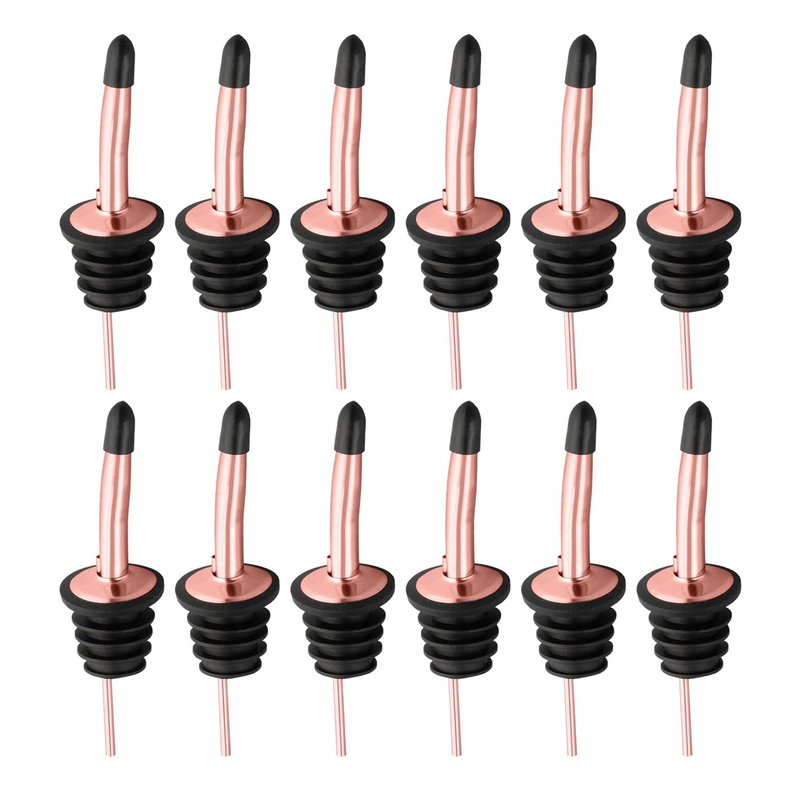 Pafusen 12 Pack Liquor Bottle Pourers, Liquor Pour Spout for Liquor Bottles, Stainless Steel Olive oil Dispenser Spout, Alcohol Pourer Spouts Dust Caps Covers, Rose Gold