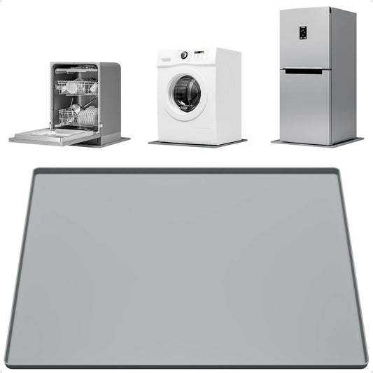 Skiennix Washing Machine Drain Pan - Waterproof Silicone Mat with 0.78'' Raised Edges | 27''x27'' Gray