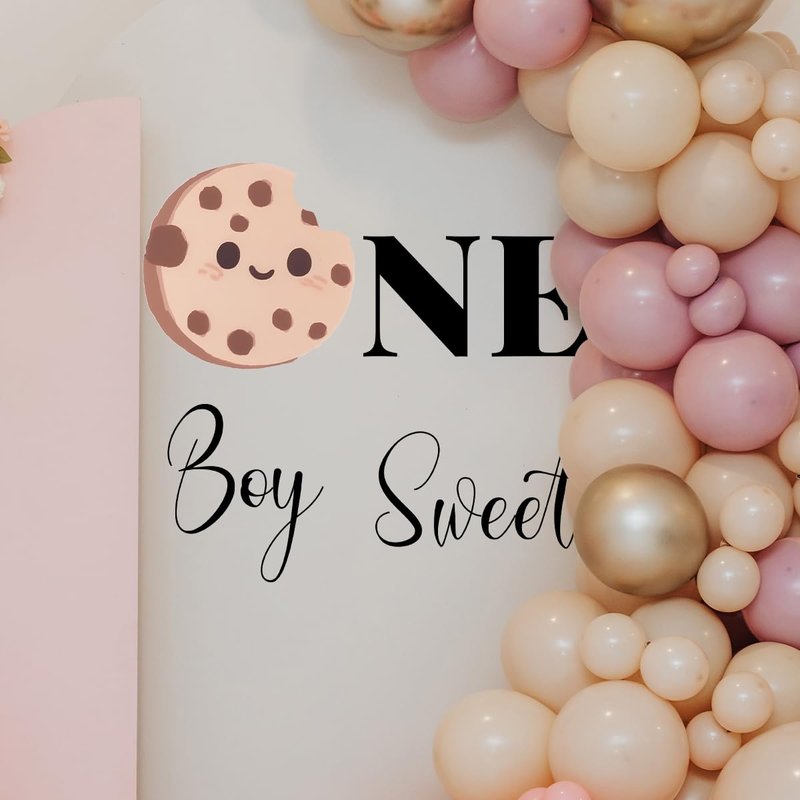 One Sweet Boy Decal Sign - Cookie 1st Birthday Decorations, Cookie and Milk First Birthday Party Supplies for Balloon Arch, Backdrop...… (Sweet Boy Decal)