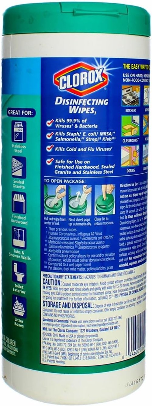 Clorox Disinfecting Wipes - Fresh Scent Canister | 7" x 8" | Pack of 3 for Effective Cleaning