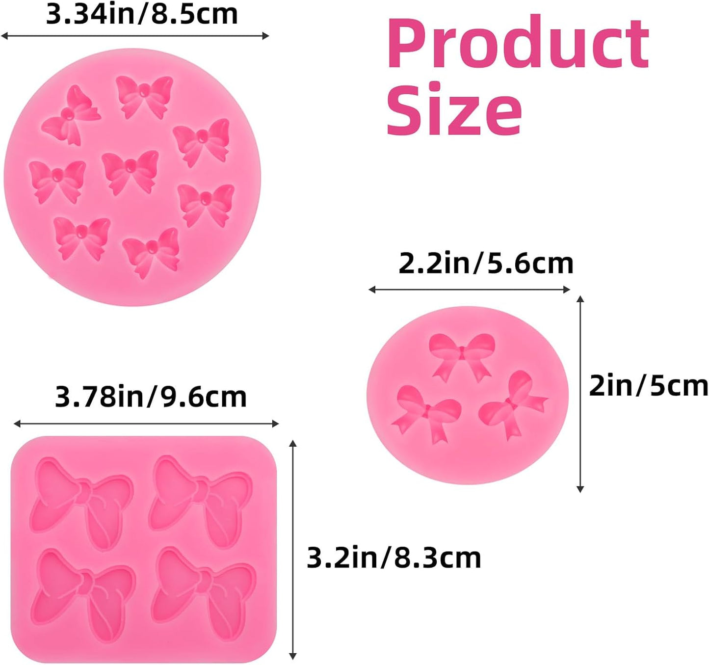 Skiennix 3-Pc Bow Silicone Mold Set - Perfect for Fondant, Chocolate, and Cake Pop Decorating
