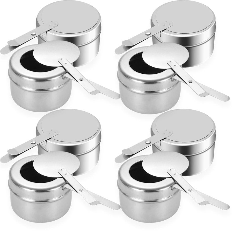 Cheardia 8 Pack Chafing Fuel Holder, Stainless Steel Chafe Wick Fuel Holder with Safety Cover Canned Heat Box Holder for Chafing Dish, Buffet, Barbecue, Parties