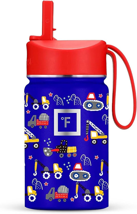 IRON °FLASK Kids Water Bottle - Straw Lid, 20 Name Stickers, Vacuum Insulated Stainless Steel, Double Walled Tumbler Travel Cup, Mug - Space Heroes, 18 Oz