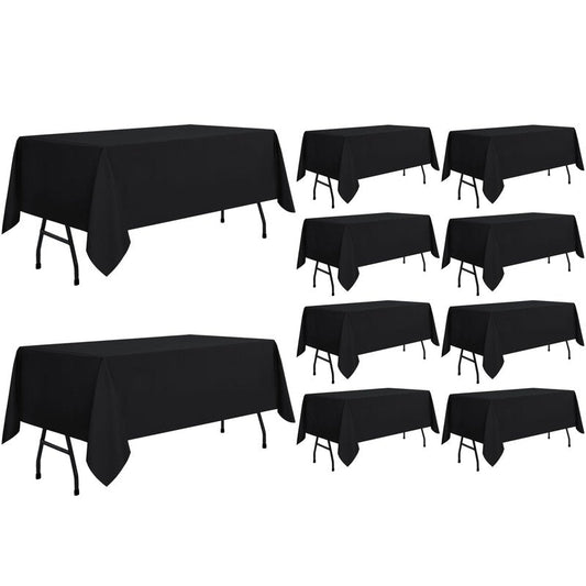 sancua 10 Pack Black Tablecloth 60 x 84 Inch, Rectangle Table Cloth for 4ft Tables - Stain and Wrinkle Resistant Washable Polyester Table Cover for Dining Wedding Banquet Party Buffet Restaurant