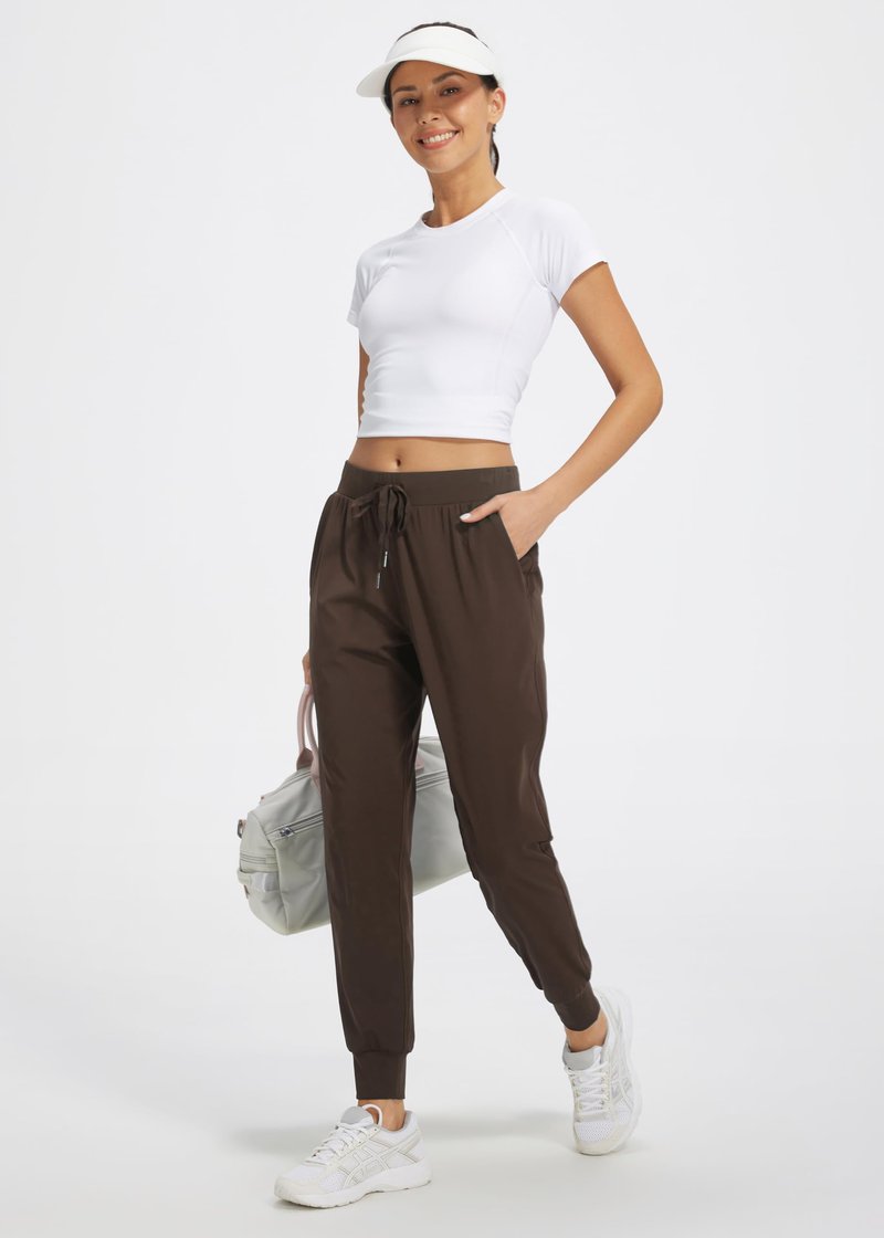 Libin Women's Joggers Pants Athletic Dance Sweatpants with Pockets Running Tapered Casual Pants for Workout,Lounge, Brown XS