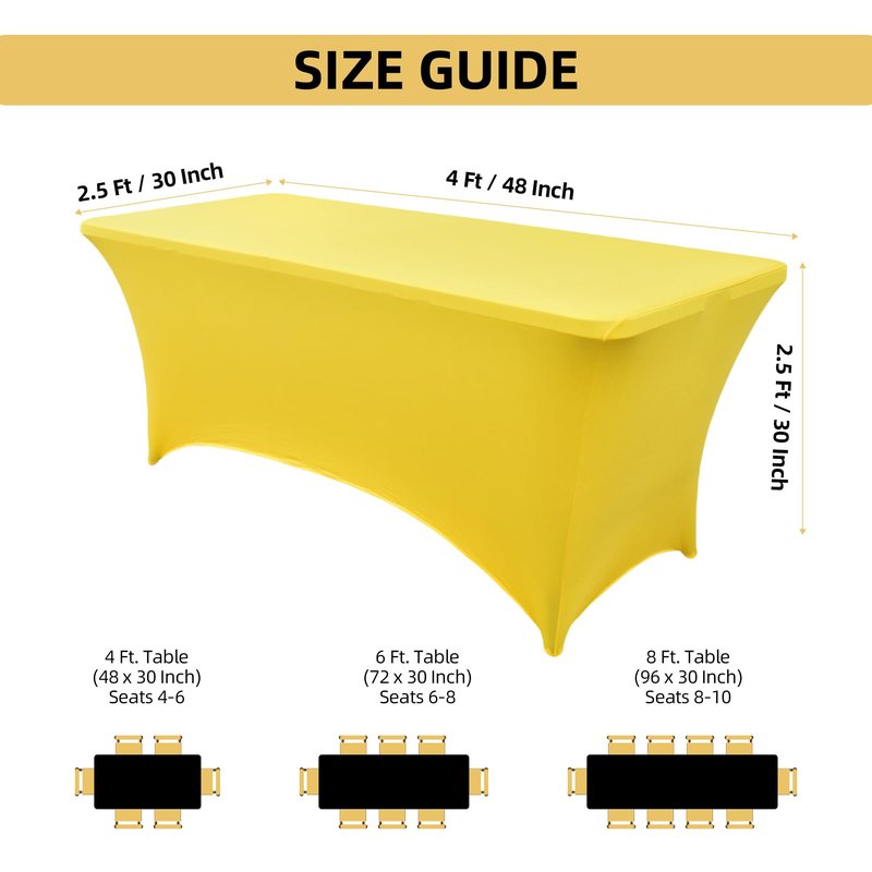 ZarzaaSik 2-Pack 4ft Spandex Table Covers for Rectangular Folding Tables - Wrinkle Resistant Stretch Tight Table Cloths - Ultimate Fitted Table Protector for Parties, Banquet, and Wedding
