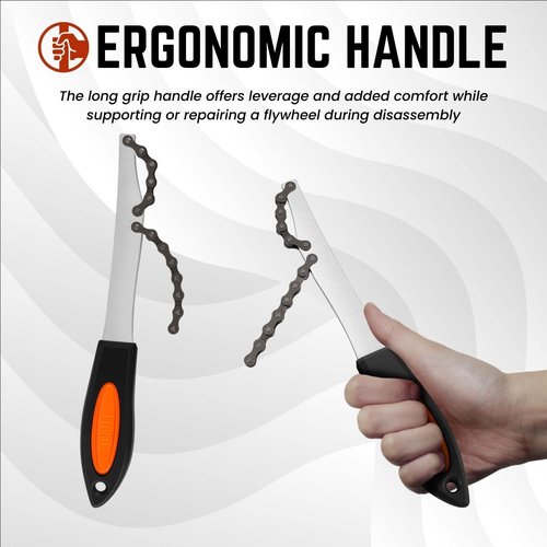 Bike Cassette Removal Tool - Flexzion Chain Whip with Rubber Grip for Shimano & SRAM