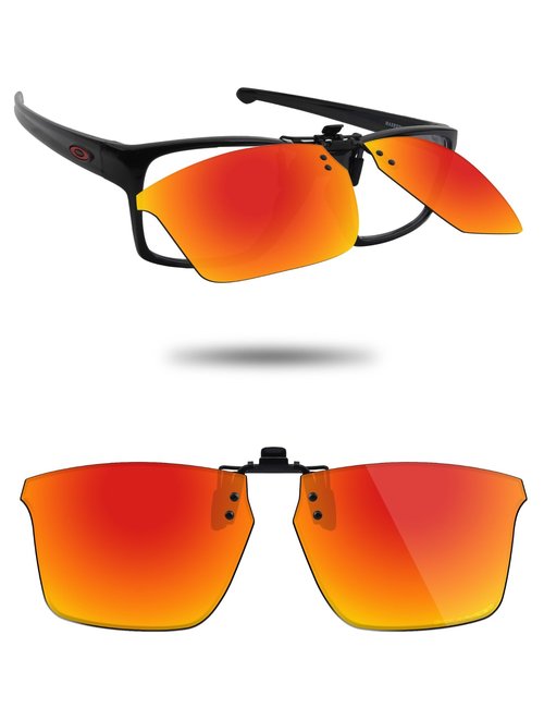 Fiskr Polarized Clip-On Sunglasses Flip Up Anti-Glare UV Protection Glasses for Oakley Litebeam OX8140 55mm - Compact Fit - Fire Red