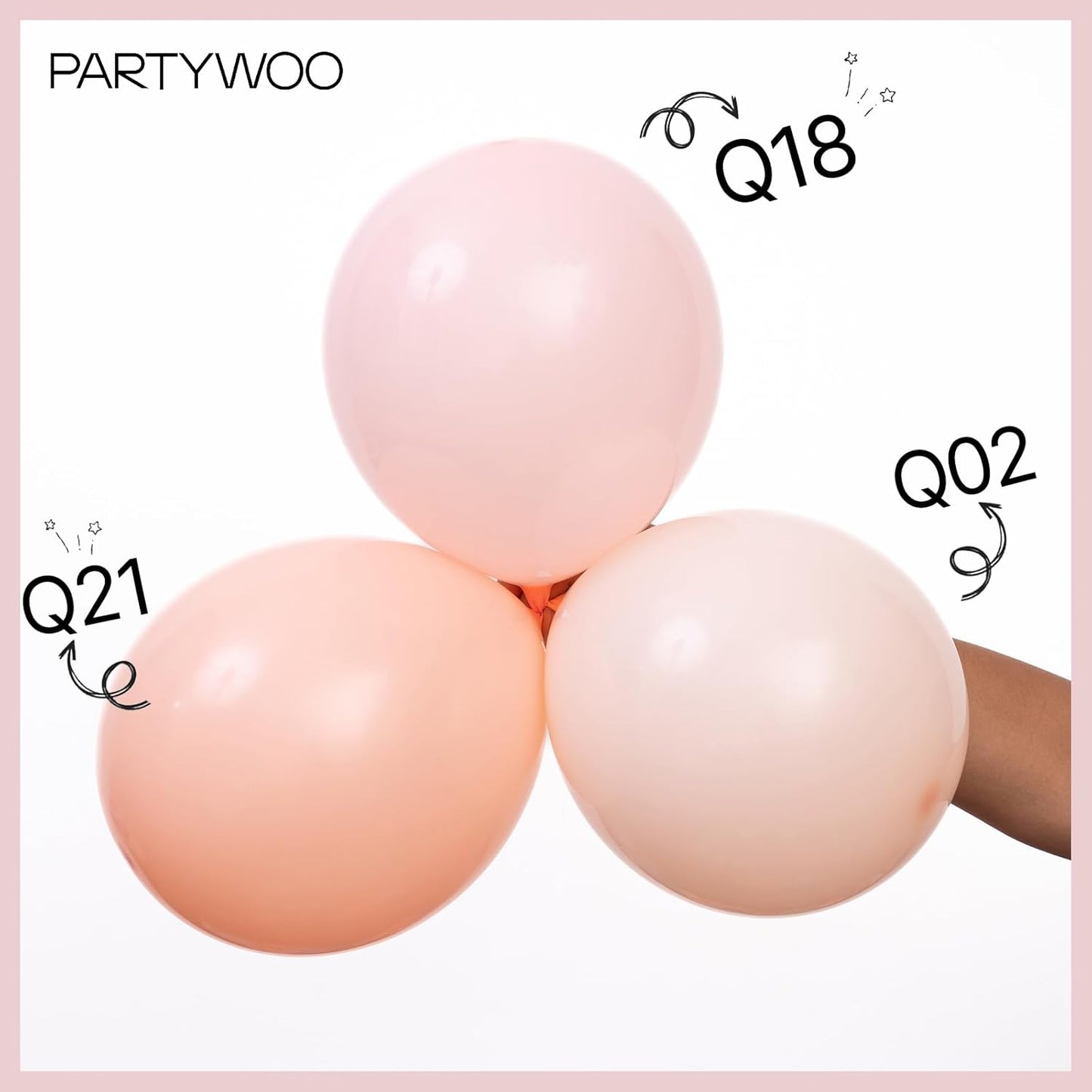 PartyWoo Baby Pink Balloons - 140-Piece Pastel Balloon Arch Kit for Baby Shower & Birthday Decor