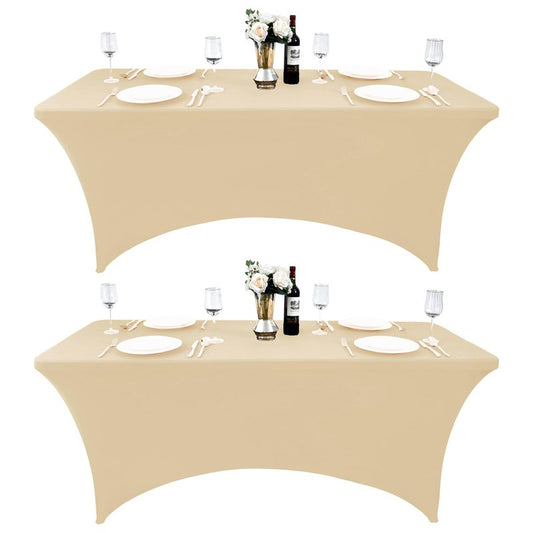 ZarzaaSik 2-Pack 8ft Spandex Table Covers for Rectangle Folding Tables - Washable Elastic Tablecloth - Ultimate Fitted Table Protector for Birthday Parties, Trade Shows, Banquet