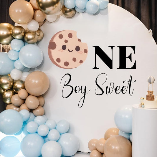 One Sweet Boy Decal Sign - Cookie 1st Birthday Decorations, Cookie and Milk First Birthday Party Supplies for Balloon Arch, Backdrop...… (Sweet Boy Decal)