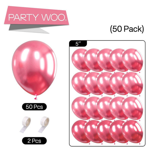 PartyWoo Metallic Dark Pink Balloons, 50 pcs 5 Inch Pink Metallic Balloons, Metallic Pink Balloons for Balloon Garland or Balloon Arch as Birthday Party Decorations, Wedding Decorations, Pink-G104