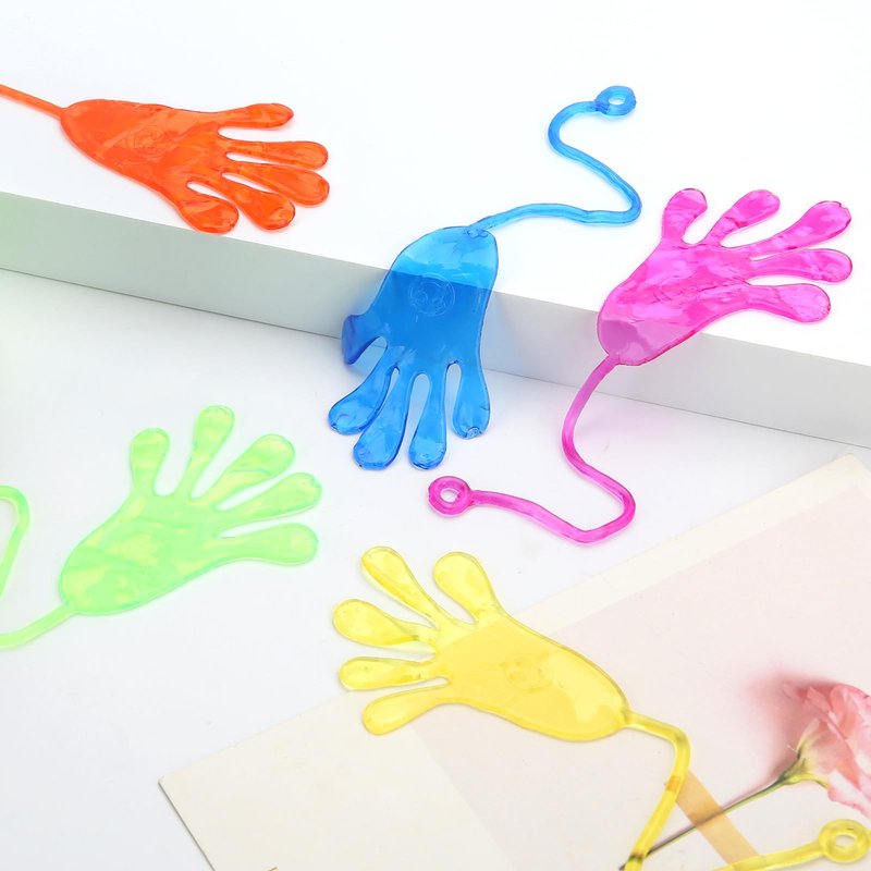 Siwarm Easter Egg Fillers- 52 pcs Sticky Hands, Party Favors for Kids 4-8 8-12 Goodie Bag Stuffers Treasure Box Prizes Mini Stretchy Hands Fidget Toys Birthday Gifts for Boys Girls Teens