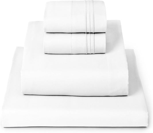 Mellanni Full Sheets Set - 4 PC Hotel Luxury Bedding | Extra Soft, Cooling, Wrinkle-Resistant (Full, White)
