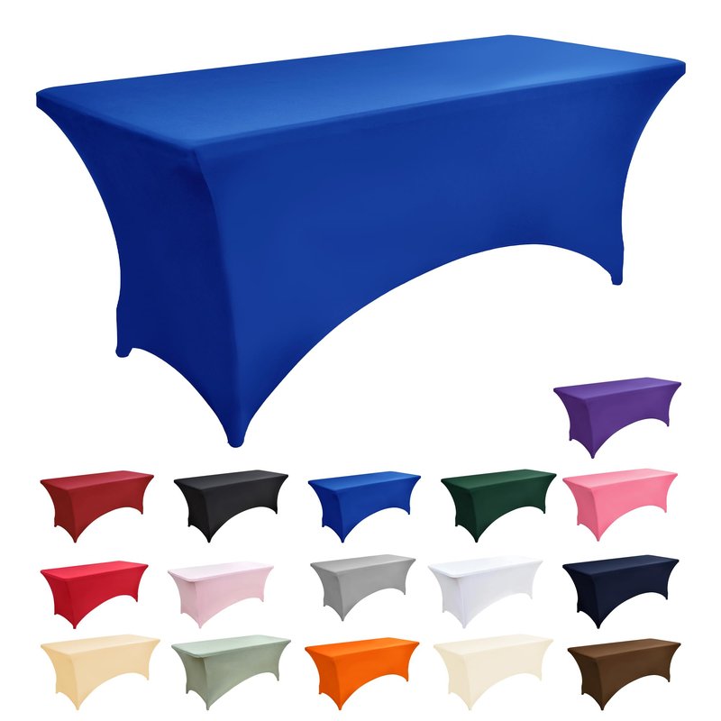 ZarzaaSik 6-Pack 6ft Spandex Table Covers for Rectangle Standard Folding Tables - Wrinkle Resistant Stretch Tablecloths - Ultimate Fitted Table Protector for Parties, Trade Shows, Wedding