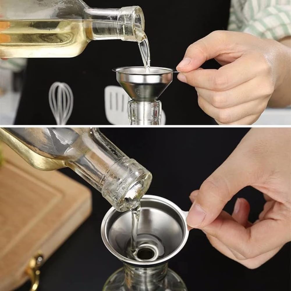 Stainless Steel Funnel Set by [Brand Name] - 3-Pack Small Mouth Funnels for Efficient Pouring | Food Grade & Dishwasher Safe