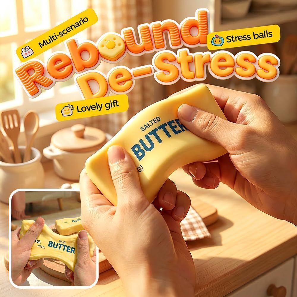 Skiennix Realistic Butter Stick Squeeze Ball - Soft Stress Relief Fidget Toy | Slow Rebound, Beige