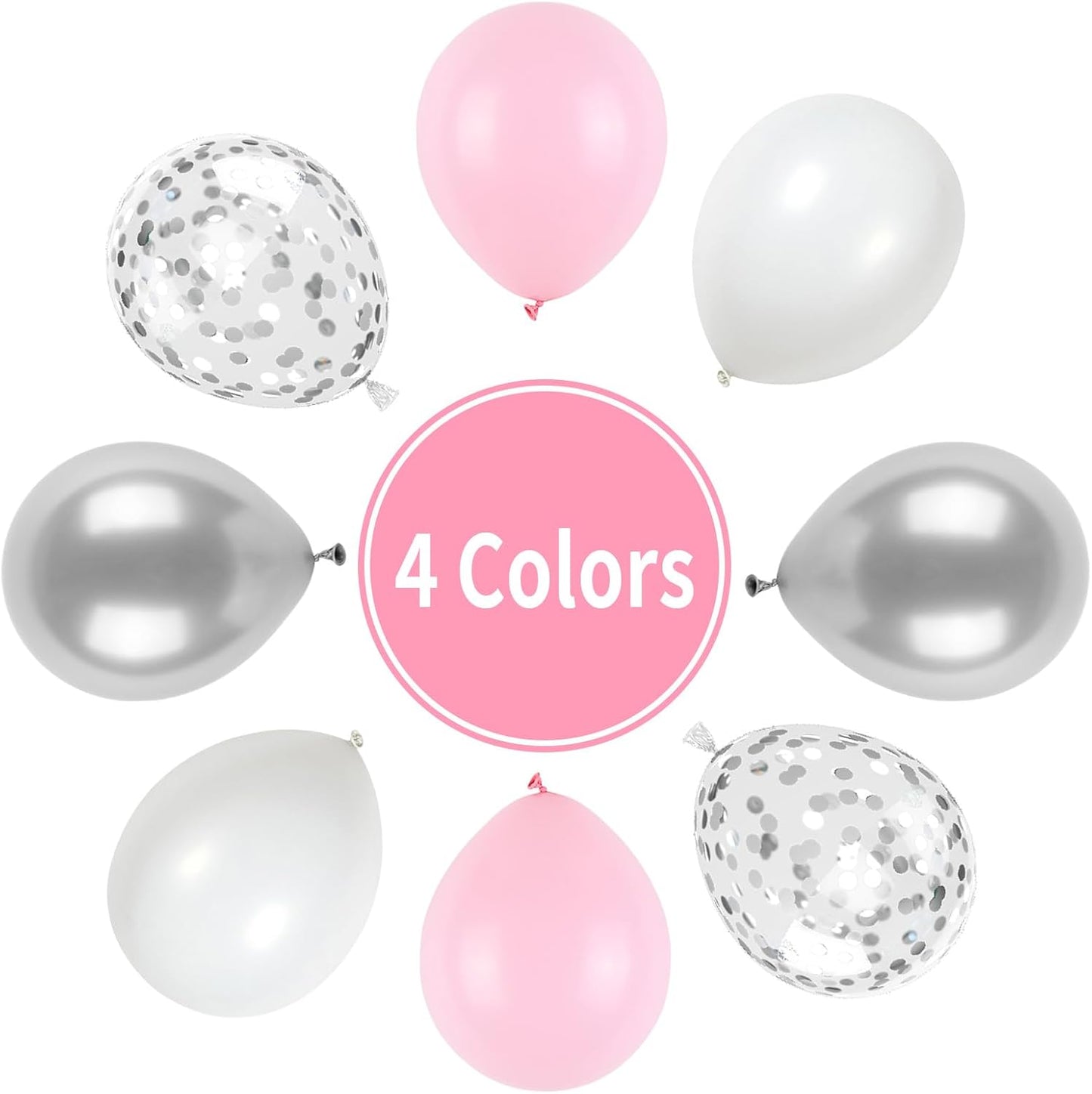 Skiennix Pink and Silver Balloons - Pastel Macaron Party Decor for Girls' Birthdays & Celebrations
