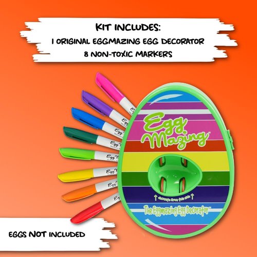 Eggmazing Egg Decorator Easter Egg Decorator Kit - Arts and Crafts Set - Includes Egg Decorating Spinner and 8 Colorful Quick Drying Markers | Ages 3 and Up (Spring Green)