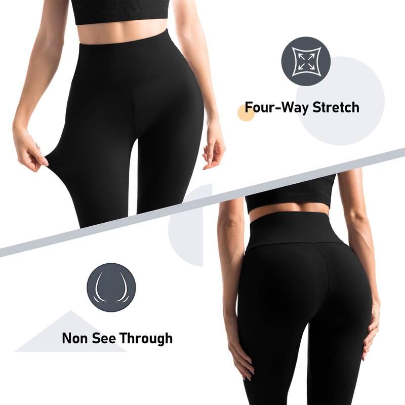 Leafigure 2 Pack Leggings with Pockets for Women, High Waisted Soft Leggings for Yoga Gym Black XXL