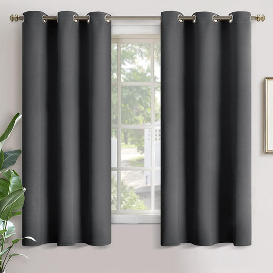 YoungsTex Blackout Curtains - Room Darkening Thermal Insulated Drapes, 2 Panels, 42 x 63 Inch, Dark Grey