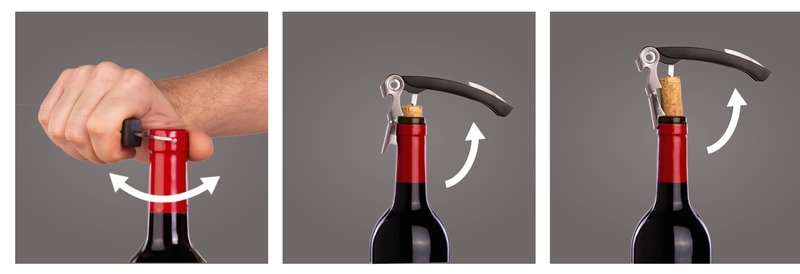 Vacu Vin Double-Hinged Corkscrew – Waiter’s Corkscrew with Foil Cutter & Bottle Opener – Durable Stainless Steel Wine Opener – Two-Step Leverage for Easy Cork Removal – Compact & Travel-Friendly