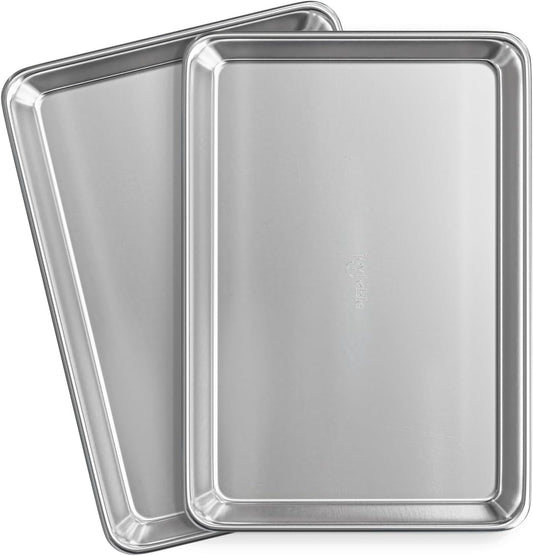 JoyTable Aluminum Baking Sheet Set - 2 Pack Non-Stick Cookie Sheets | Commercial Quality, 15 x 10 Inch
