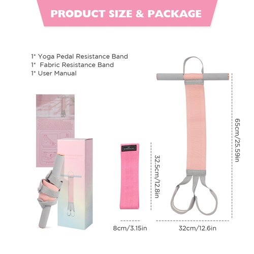 Fitness Resistance Band with Handles & Non-Slip Pedal, 150lb Fabric Exercise Bands, Yoga Starter Sets Sit Up Pull Rope for Full Body Strength Training, Stretch Band Workout Equipment