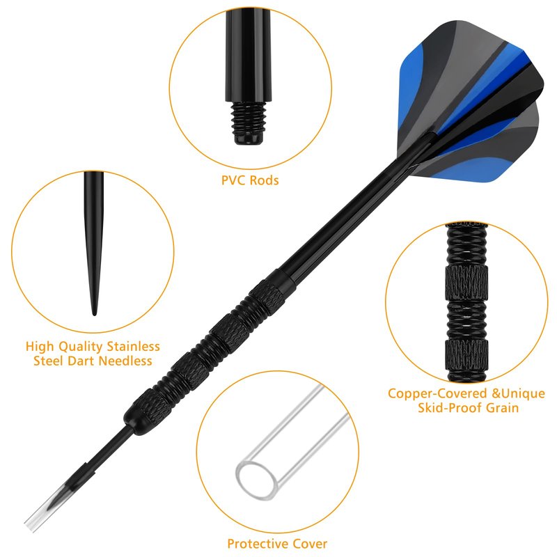 Accmor Metal Tip Darts, Steel Tip Darts, 14 Grams Professional Metal Darts, Darts Metal Tip Set, Metal Darts for Dartboard, 18 pcs ﻿