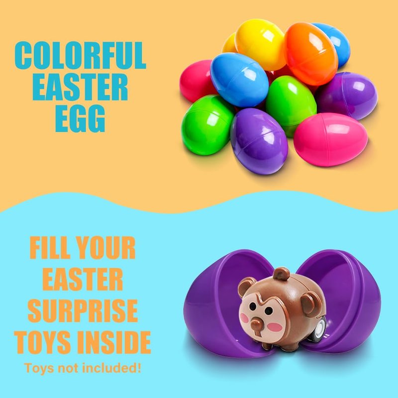 UMEELR 500 PCS Plastic Eggs Bulk, 2.4 Inch Easter Eggs Empty, 6 Bright Colors Fillable Easter Hunt Party Favor Basket Stuffers Fillers Filling Treats