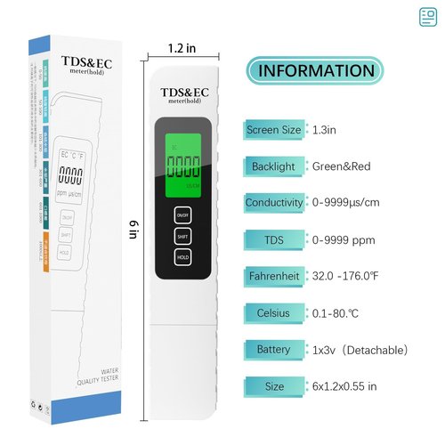 Cxjesin 4 in 1 Digital Water Tester for Drinking Water - Accurate and Reliable TDS EC & Temperature(°C/°F) Meter - 0-9999 ppm - for Drinking Water, Aquarium, Hydroponics, Pool, Etc
