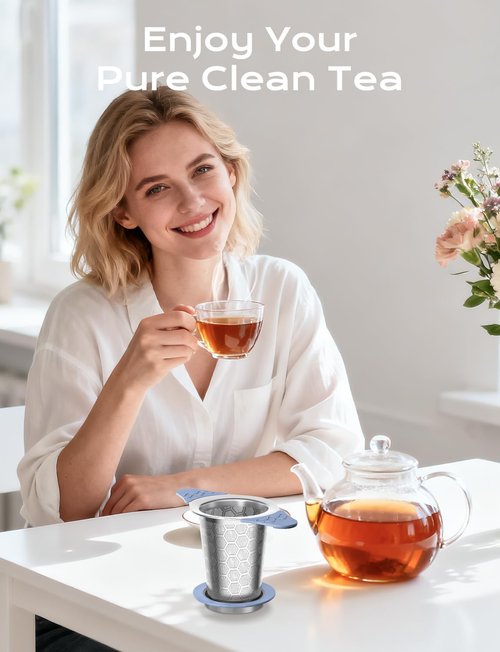 CTIANWXY Tea Infuser for Loose Leaf Tea,Stainless Steel Tea Infuser with Heat Proof Silicone Handles,Extra Fine Mesh Tea Strainers Filter Fine Tea Leaves Effectively,Fits TeaPots/Mugs